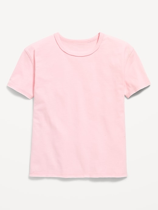 Image number 1 showing, Oversized Short-Sleeve Raw-Edge T-Shirt for Girls
