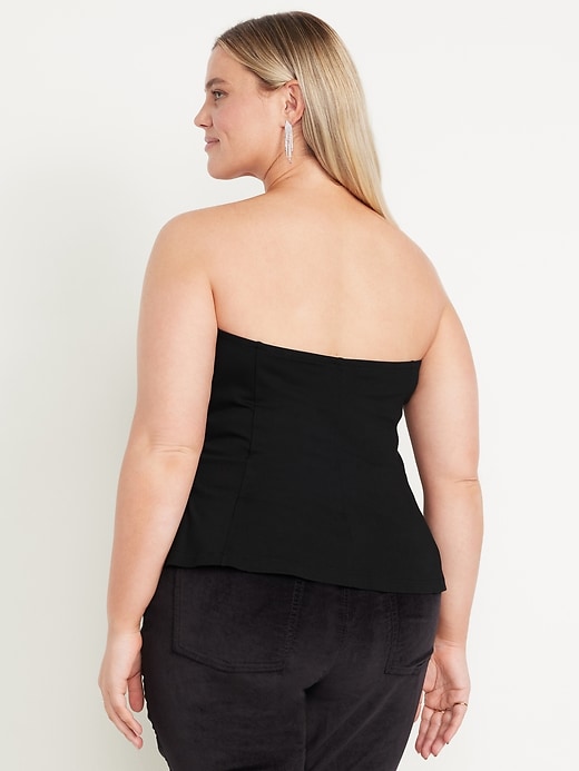 Image number 8 showing, Ponte-Knit Cropped Peplum Tube Top