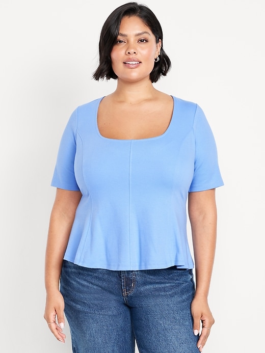 Image number 7 showing, Square-Neck Peplum Top