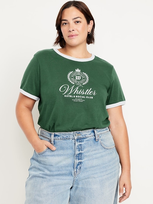 L'image numéro 8 présente T-shirt passe-partout ras du cou à imprimé et bords contrastants