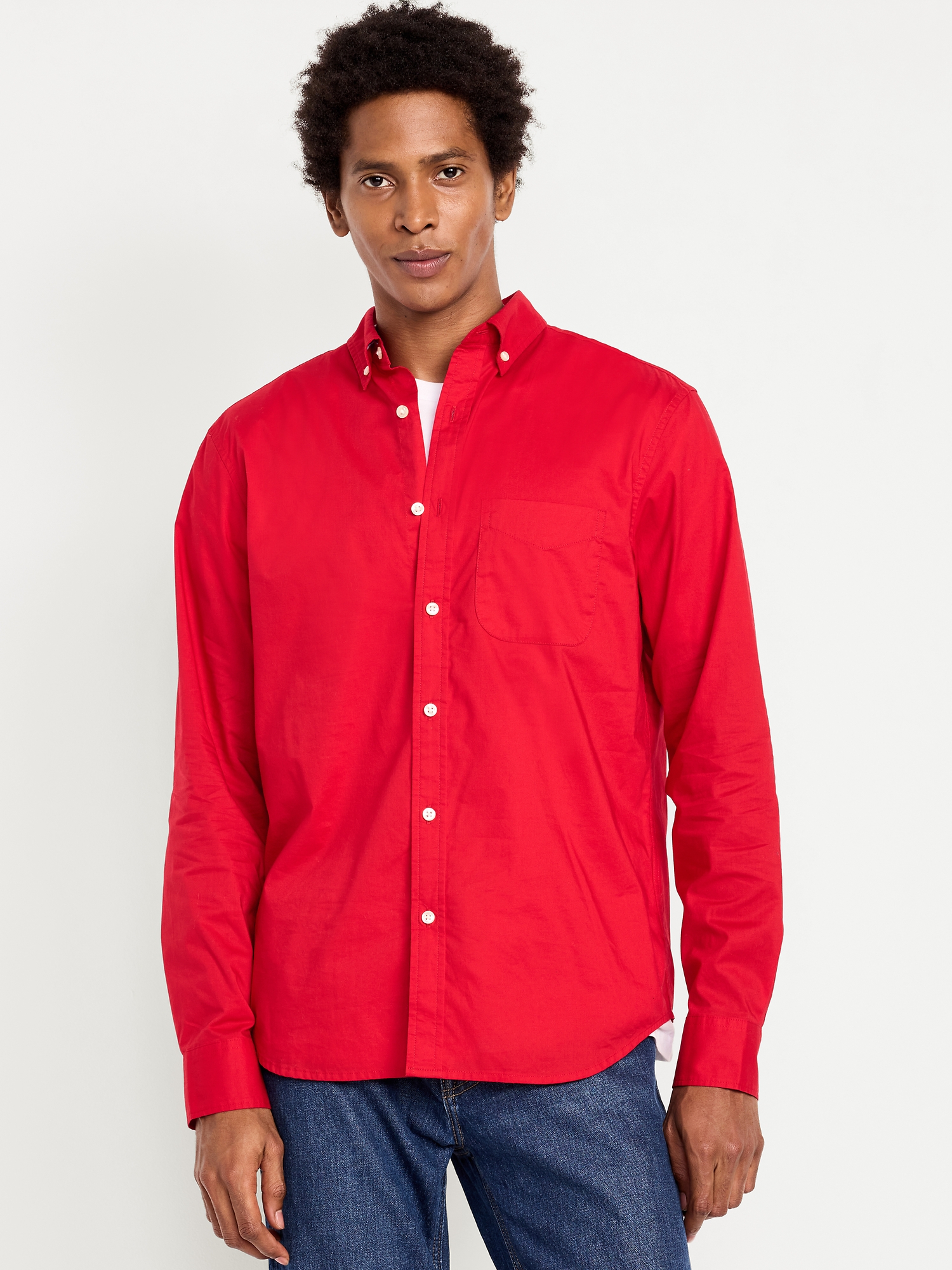 Essentials Chemise En Popeline Manches Longues Coupe Ajustée Homme