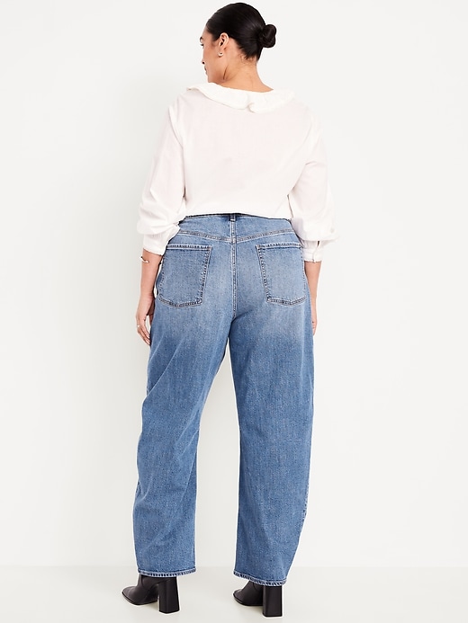 L'image numéro 7 présente Jean coupe généreuse baril à taille haute longueur cheville