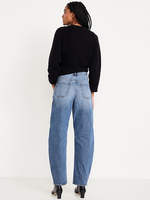 L'image numéro 3 présente Jean coupe généreuse baril à taille haute longueur cheville