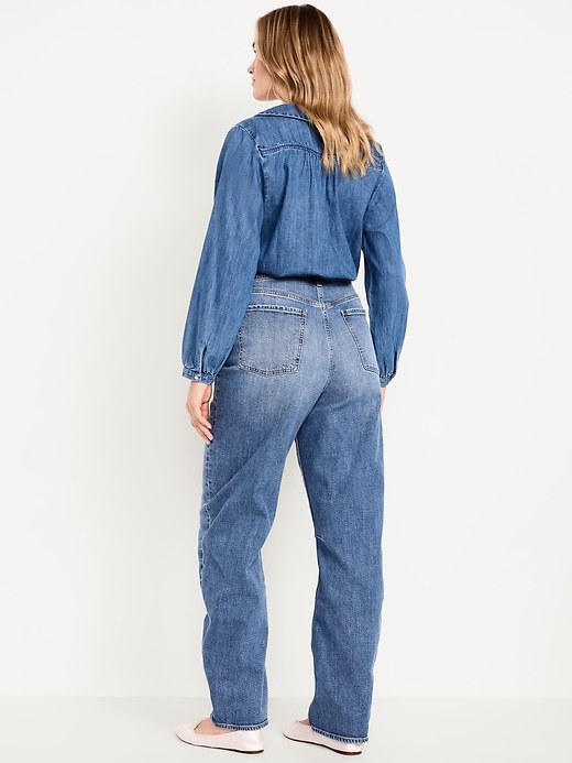 L'image numéro 6 présente Jean coupe généreuse baril à taille haute longueur cheville