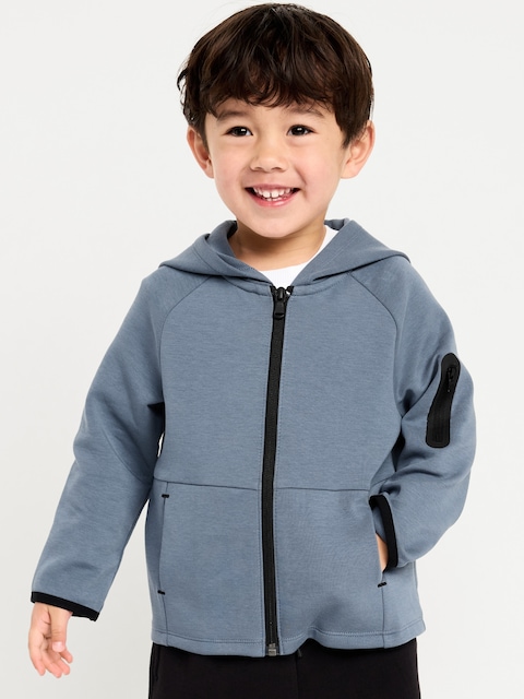 Oversized Dynamic Fleece Zip-Front Hoodie for Toddler Boys