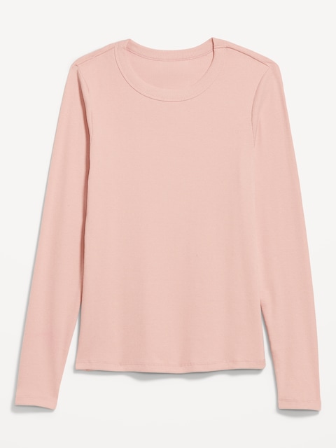 Snug Long-Sleeve Crew-Neck T-Shirt - Falling Petal