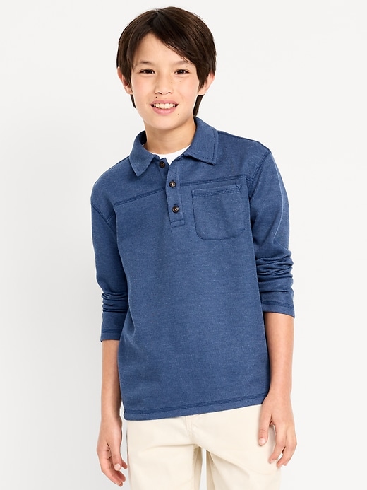 Image number 1 showing, Long-Sleeve Cozy-Knit Polo Sweater for Boys