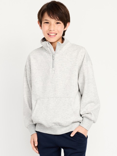 Favorite Fleece Oversized Quarter-Zip for Boys - Heather Gray
