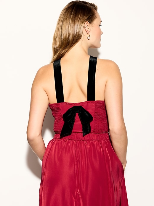 Image number 5 showing, The Occasion by Old Navy Taffeta Cropped Halter Bow Top
