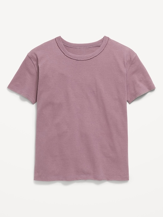 Image number 2 showing, Oversized Short-Sleeve Raw-Edge T-Shirt for Girls