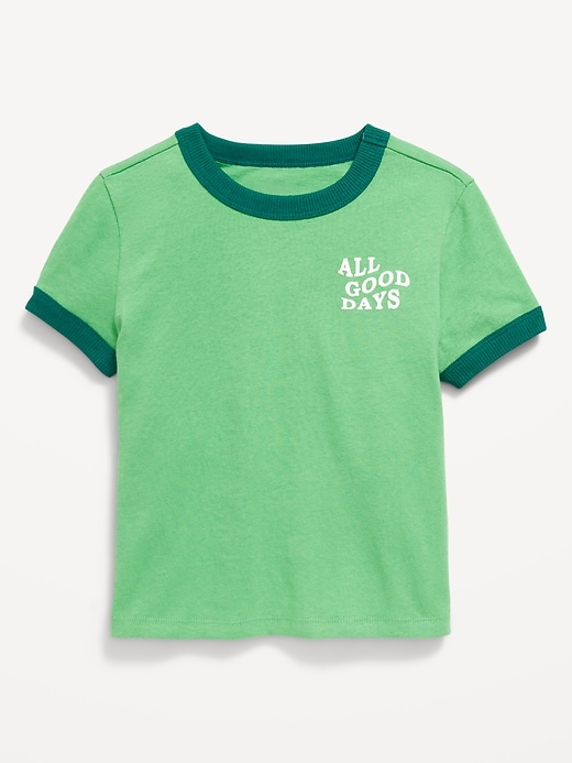 L'image numéro 1 présente T-shirt à imprimé à manches courtes avec bords contrastants pour tout-petit