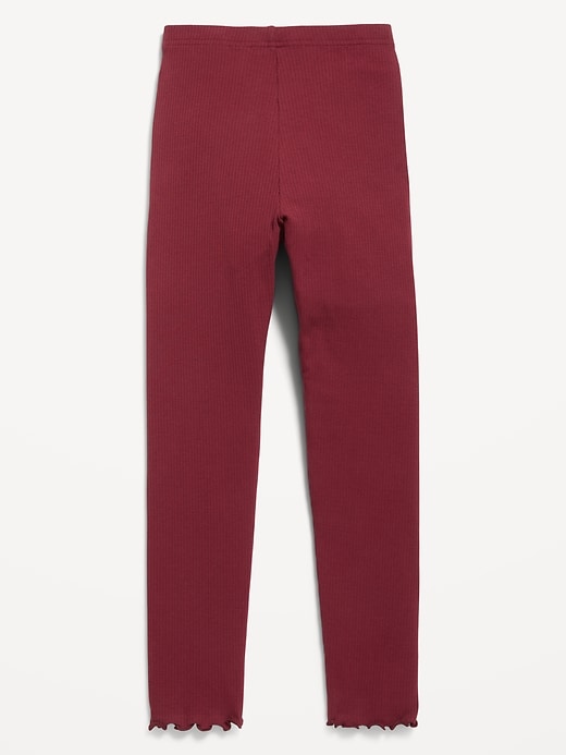 Image number 2 showing, High-Waisted Lettuce Edge Rib-Knit Leggings for Girls