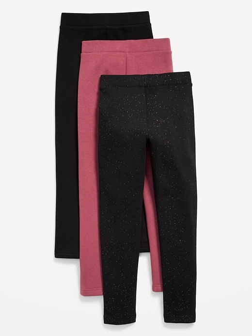 Image number 2 showing, High-Waisted Full-Length Fleece Leggings 3-Pack for Girls