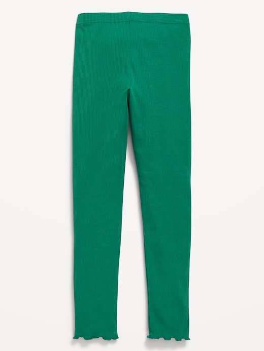Image number 2 showing, High-Waisted Lettuce Edge Rib-Knit Leggings for Girls