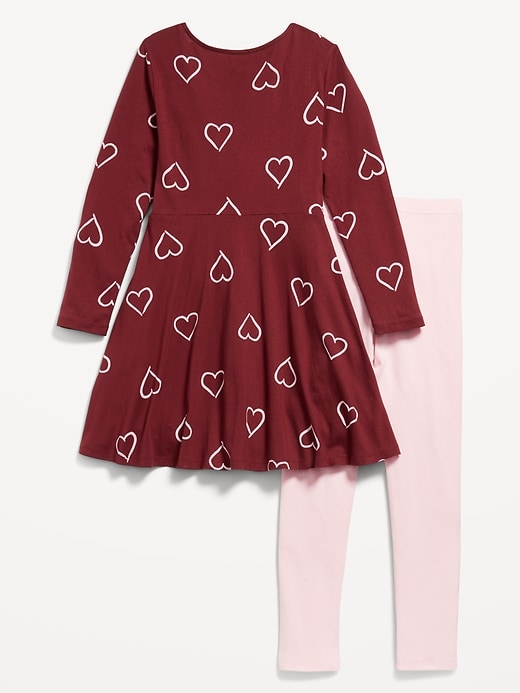 Image number 2 showing, Long-Sleeve Fit and Flare Dress and Leggings Set for Girls