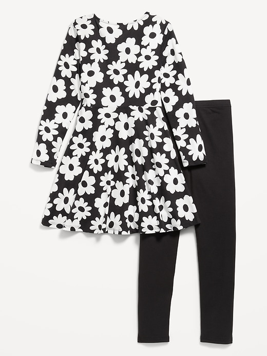 Image number 2 showing, Long-Sleeve Fit and Flare Dress and Leggings Set for Girls