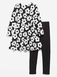 Image number 2 showing, Long-Sleeve Fit and Flare Dress and Leggings Set for Girls