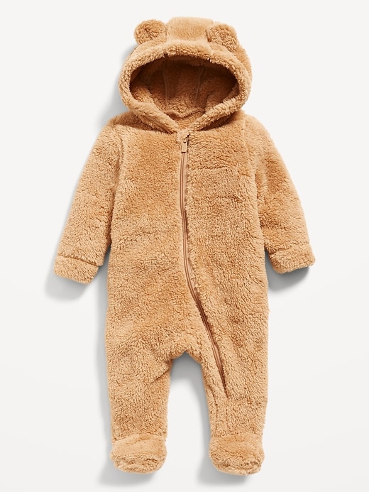 Image number 2 showing, Hooded Critter Footed Sherpa One-Piece for Baby
