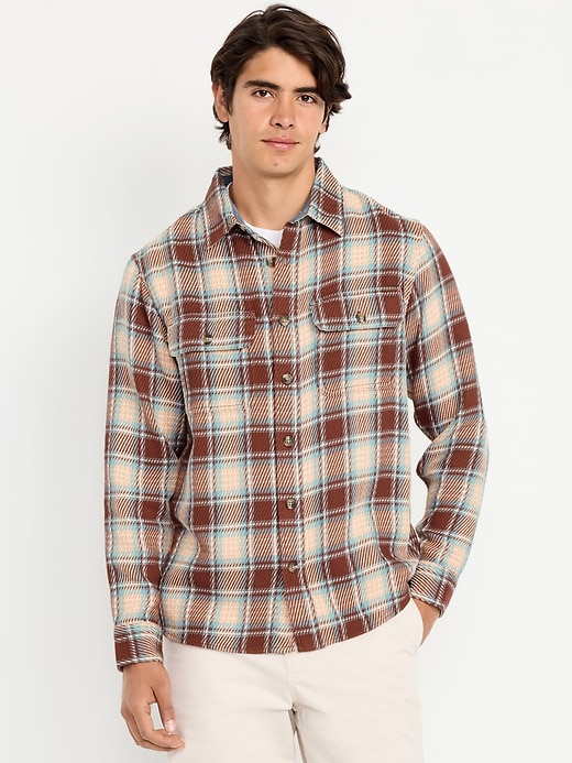 Image number 1 showing, Loose Fit Textured Plaid Pocket Shirt