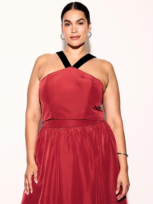 Image number 6 showing, The Occasion by Old Navy Taffeta Cropped Halter Bow Top
