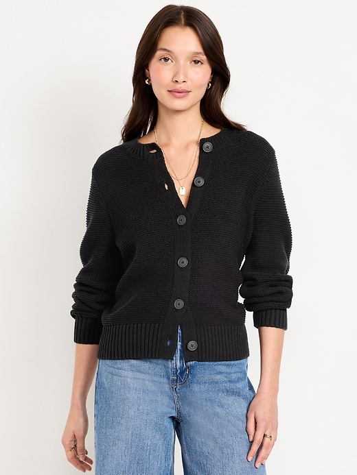 Image number 1 showing, Garter-Knit Cardigan Sweater