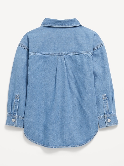 Image number 3 showing, Oversized Embroidered Jean Shirt for Girls