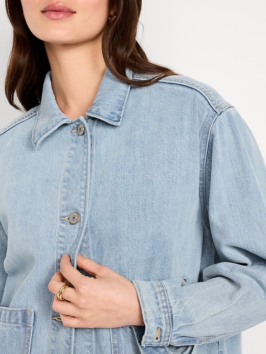 Image number 4 showing, Cropped Denim Chore Jacket