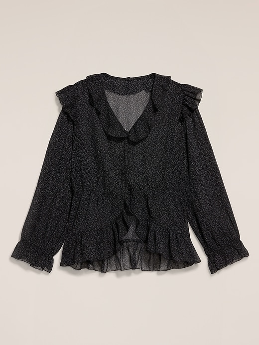 Image number 5 showing, Old Navy x Anna Sui Chiffon Ruffle Button-Down Top