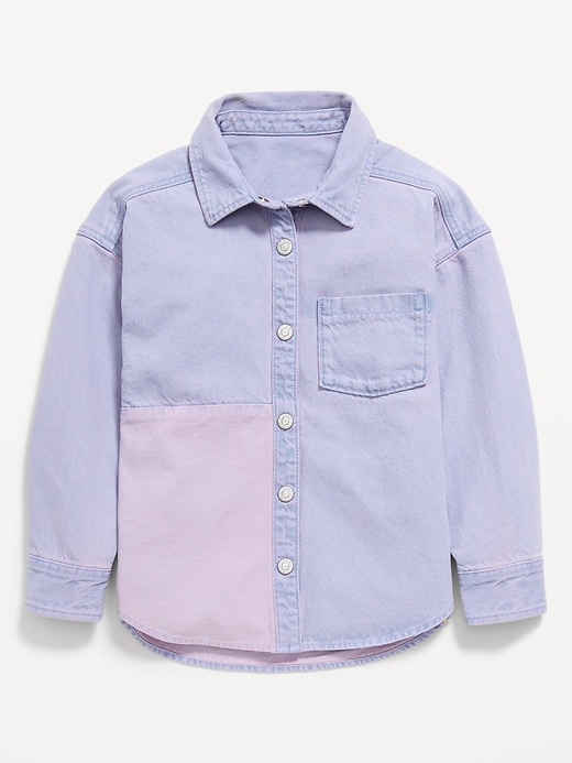 Image number 1 showing, Long-Sleeve Oversized Jean Shirt for Girls