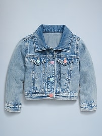 L'image numéro 2 présente Veste camionneur courte en denim pour toute-petite fille