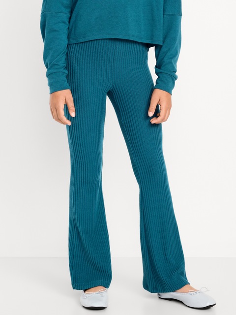 CozePlush High-Waisted Flare Leggings for Girls - Show And Teal