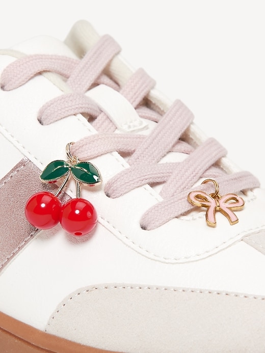 Image number 2 showing, Faux-Suede Lace-Up Charm Sneakers for Girls