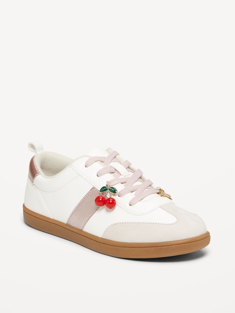 Faux-Suede Lace-Up Charm Sneakers for Girls