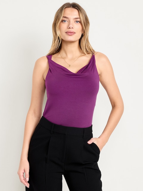 Cowl-Neck Twist-Strap Top - Monaco Plum