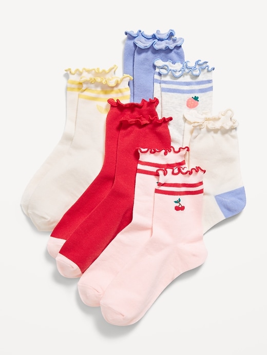 Image number 1 showing, Ruffle-Cuff Quarter-Crew Socks 6-Pack for Girls