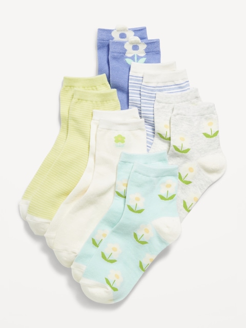 Ruffle-Cuff Quarter-Crew Socks 6-Pack for Girls
