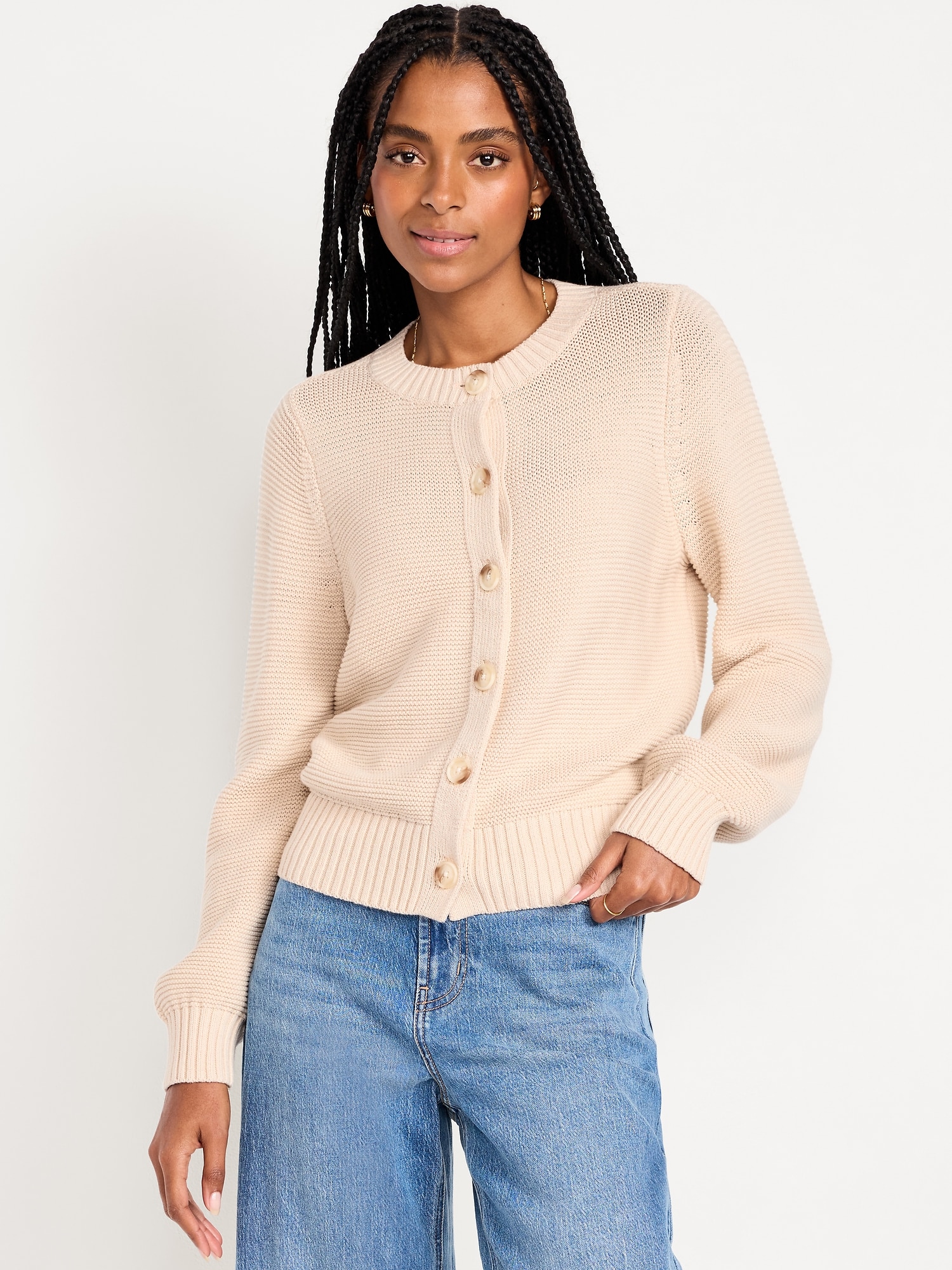 Seaside Cotton Garter-Knit Cardigan Sweater | Old Navy