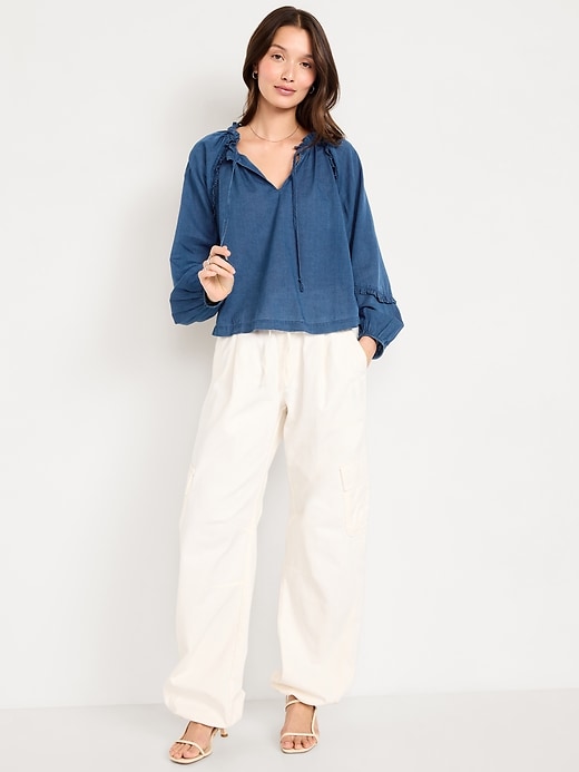 Image number 3 showing, Long-Sleeve Ruffle Trim Top