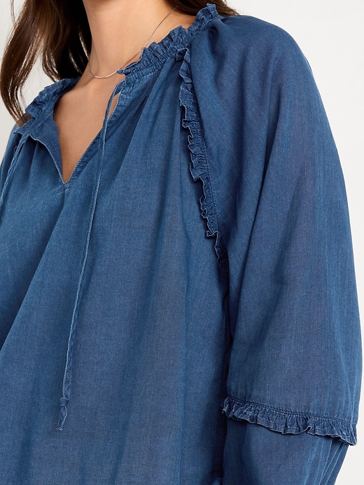 Image number 4 showing, Long-Sleeve Ruffle Trim Top