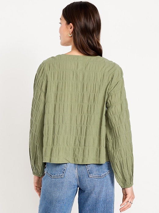 Image number 2 showing, Button-Down Smocked Top