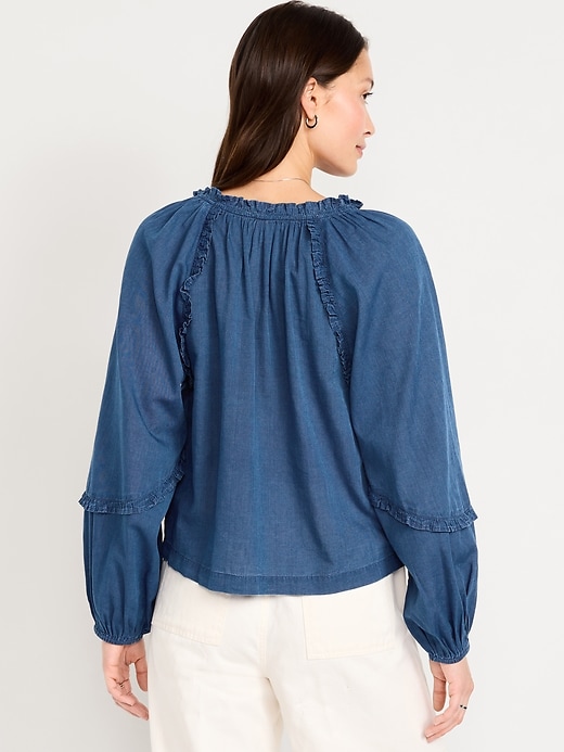Image number 2 showing, Long-Sleeve Ruffle Trim Top