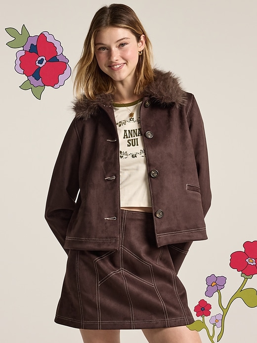 Image number 1 showing, Old Navy x Anna Sui Vegan Suede Boxy Jacket