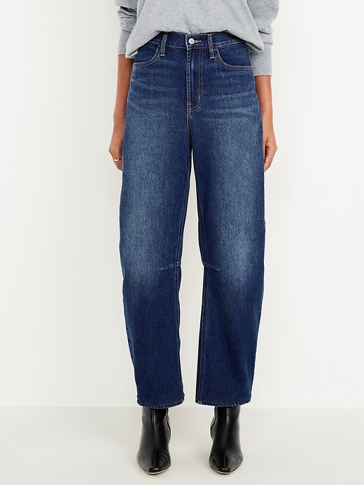 L'image numéro 2 présente Jean Wow coupe baril à taille haute longueur cheville