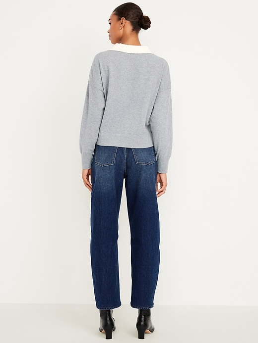 L'image numéro 3 présente Jean Wow coupe baril à taille haute longueur cheville