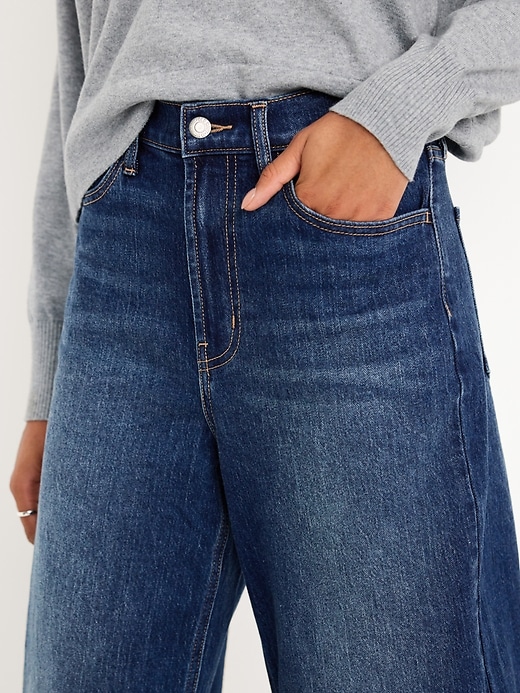 L'image numéro 4 présente Jean Wow coupe baril à taille haute longueur cheville