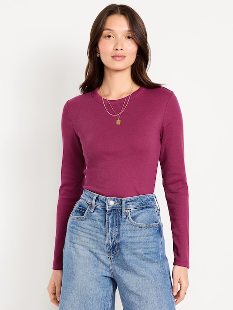 Snug Long-Sleeve Crew-Neck T-Shirt - Magenta Lacquer