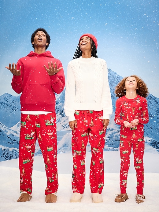 Image number 3 showing, Mid-Rise Printed Flannel Pajama Pants for Women