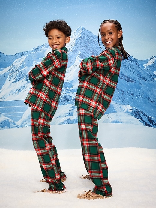 Image number 1 showing, Printed Gender-Neutral Button-Front Pajama Set for Kids