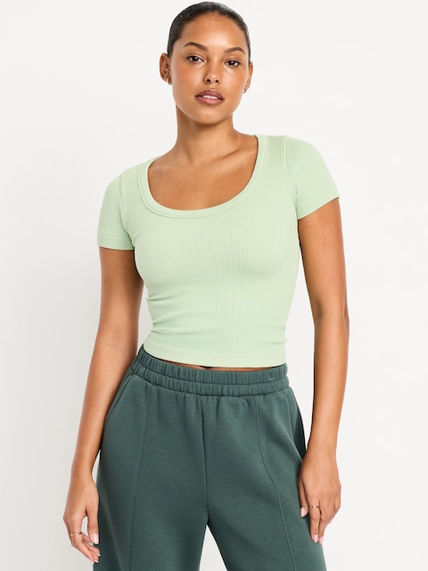 Exhale Seamless Cropped Rib T-Shirt