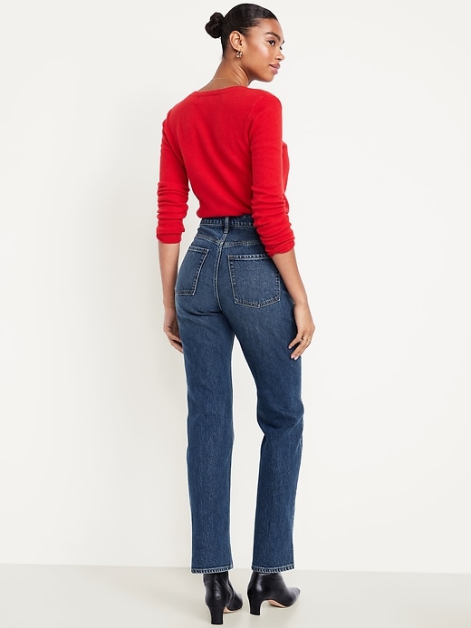 L'image numéro 3 présente Jean semi-évasé à taille très haute